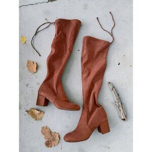 GIANNI BINI Trillia Tan Faux Suede Pull On Boots Size 7.5